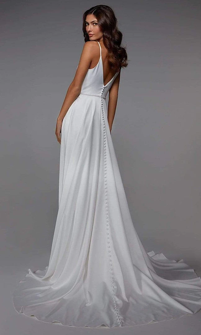 Alyce Paris - 7024 V Neck Minimalist A-Line Gown 4 Alyce Paris - 7024 V Neck Minimalist A-Line Gown