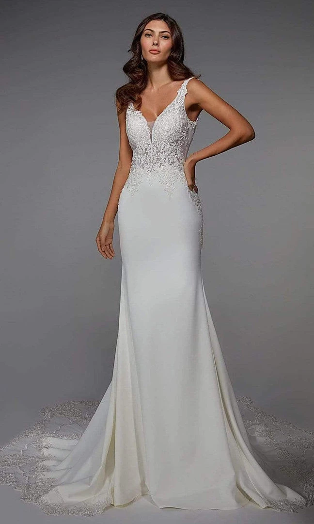 Alyce Paris - 7027 Embroidered Soft Crepe Wedding Gown 3 Alyce Paris - 7027 Embroidered Soft Crepe Wedding Gown