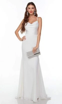 Alyce Paris - 7051 Cowl Neck Minimalist White Gown