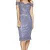 Alyce Paris - Off Shoulder Embroidered Sheath Cocktail Dress 27352 - 1 Pc Dusty Purple In Size 2 Available
