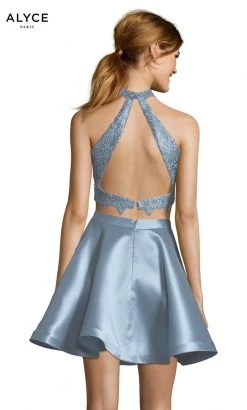 Alyce Paris Two Piece Halter Lace Mikado Cocktail Dress 3735 15 Alyce Paris Two Piece Halter Lace Mikado Cocktail Dress 3735