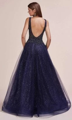 Andrea And Leo - A0680 Beaded Illusion Bodice Glitter A-Line Gown 16 Andrea And Leo - A0680 Beaded Illusion Bodice Glitter A-Line Gown