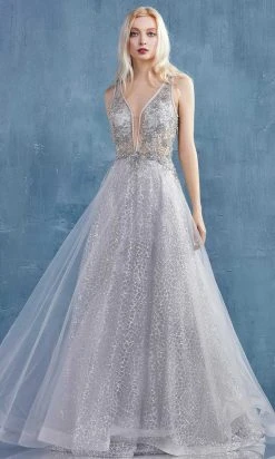 Andrea And Leo - A0680 Beaded Illusion Bodice Glitter A-Line Gown 22 Andrea And Leo - A0680 Beaded Illusion Bodice Glitter A-Line Gown