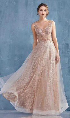 Andrea And Leo - A0680 Beaded Illusion Bodice Glitter A-Line Gown 20 Andrea And Leo - A0680 Beaded Illusion Bodice Glitter A-Line Gown