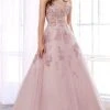 Andrea And Leo - A0892 Floral Embroidered V Neck Ballgown