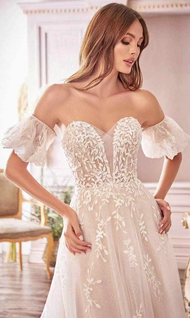 Andrea And Leo A1014C - Off-Shoulder Leaf Motif Bridal Gown 5 Andrea And Leo A1014C - Off-Shoulder Leaf Motif Bridal Gown