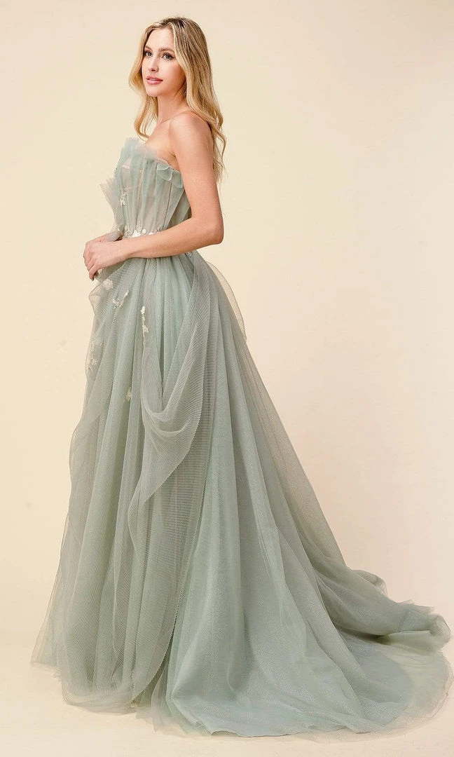 Andrea And Leo - A1015 Strapless Pleated A-Line Long Gown 4 Andrea And Leo - A1015 Strapless Pleated A-Line Long Gown