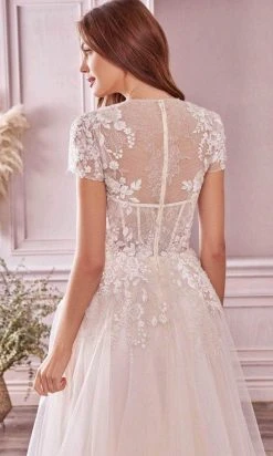 Andrea And Leo A1026S - Short Sleeved Laced Bridal Gown