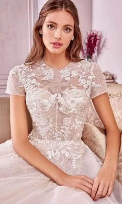Andrea And Leo A1026S - Short Sleeved Laced Bridal Gown