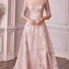 Andrea And Leo - A1030 Quarter Sleeve Glittered Long Gown