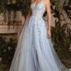Andrea And Leo - A1049 V-Neck Lace Appliqued Gown