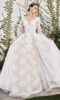 Andrea And Leo - A1067W Floral Applique Lace Bridal Gown