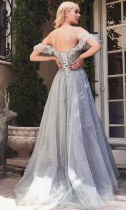 Andrea And Leo A1092 - Off-Shoulder Ruffled Sleeve A-Line Dress