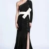 Ashley Lauren - 1073 One Sleeve Velvet Evening Dress 2 Ashley Lauren - 1073 One Sleeve Velvet Evening Dress