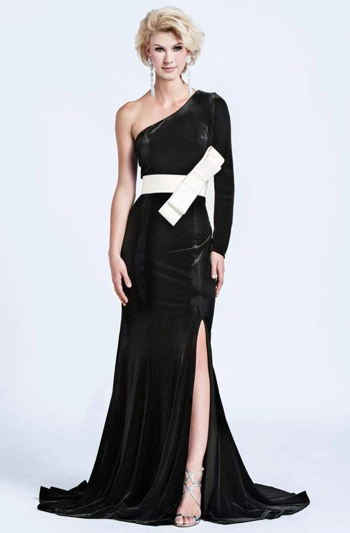 Ashley Lauren - 1073 One Sleeve Velvet Evening Dress 3 Ashley Lauren - 1073 One Sleeve Velvet Evening Dress