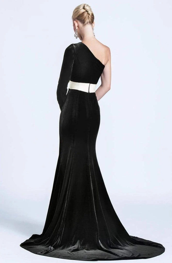 Ashley Lauren - 1073 One Sleeve Velvet Evening Dress 4 Ashley Lauren - 1073 One Sleeve Velvet Evening Dress