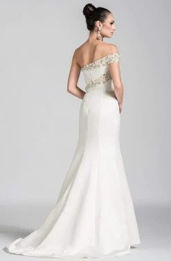 Ashley Lauren - 1082 Pearl Beaded Asymmetric Trumpet Dress 10 Ashley Lauren - 1082 Pearl Beaded Asymmetric Trumpet Dress