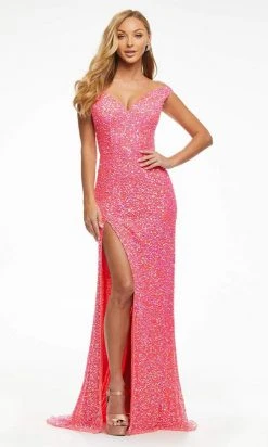 Ashley Lauren - 11067 Off-Shoulder V Neck Fully Beaded Evening Gown