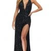 Ashley Lauren - 11068 Beaded Deep Halter V Neck Long Dress 1 Ashley Lauren - 11068 Beaded Deep Halter V Neck Long Dress
