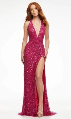 Ashley Lauren - 11068 Beaded Deep Halter V Neck Long Dress 22 Ashley Lauren - 11068 Beaded Deep Halter V Neck Long Dress