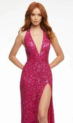 Ashley Lauren - 11068 Beaded Deep Halter V Neck Long Dress 24 Ashley Lauren - 11068 Beaded Deep Halter V Neck Long Dress