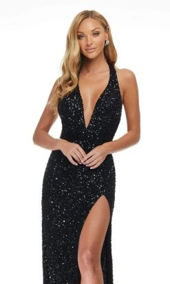 Ashley Lauren - 11068 Beaded Deep Halter V Neck Long Dress 20 Ashley Lauren - 11068 Beaded Deep Halter V Neck Long Dress