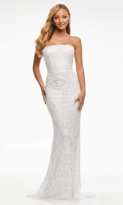 Ashley Lauren - 11082 Strapless Sequin Appliqued Sheath Gown