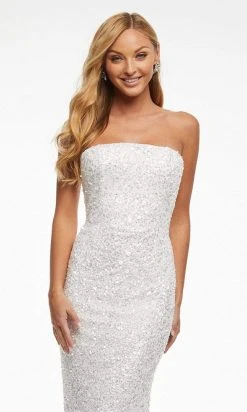 Ashley Lauren - 11082 Strapless Sequin Appliqued Sheath Gown
