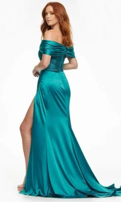 Ashley Lauren - 11092 Off Shoulder Metallic Trumpet Gown