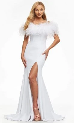 Ashley Lauren - 11099 Feather Detailed Trumpet Gown 11 Ashley Lauren - 11099 Feather Detailed Trumpet Gown