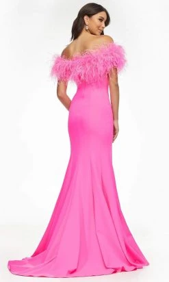 Ashley Lauren - 11099 Feather Detailed Trumpet Gown