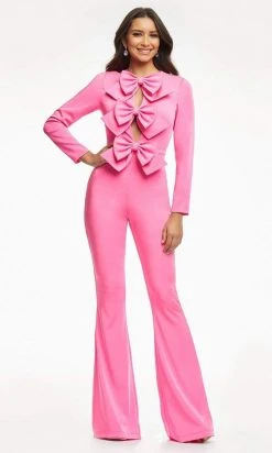 Ashley Lauren - 11105 Body Hugging Bow Detailed Jumpsuit