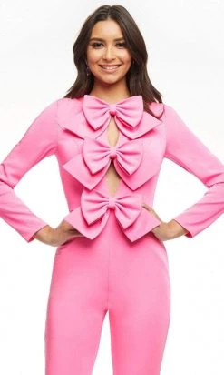Ashley Lauren - 11105 Body Hugging Bow Detailed Jumpsuit