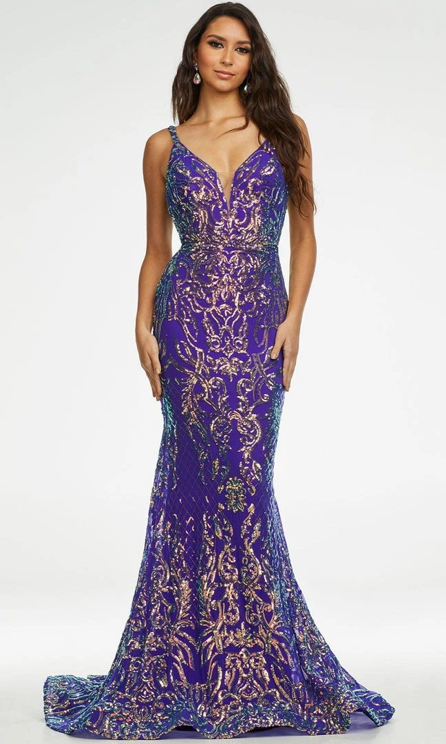 Ashley Lauren - 11113 Sequin Motif Long Gown 12 Ashley Lauren - 11113 Sequin Motif Long Gown