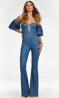 Ashley Lauren - 11124 Strapless Denim Jumpsuit