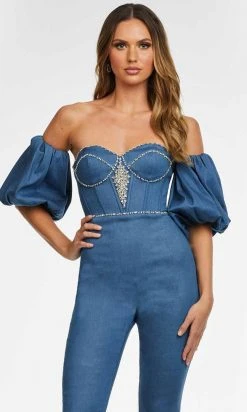 Ashley Lauren - 11124 Strapless Denim Jumpsuit 7 Ashley Lauren - 11124 Strapless Denim Jumpsuit