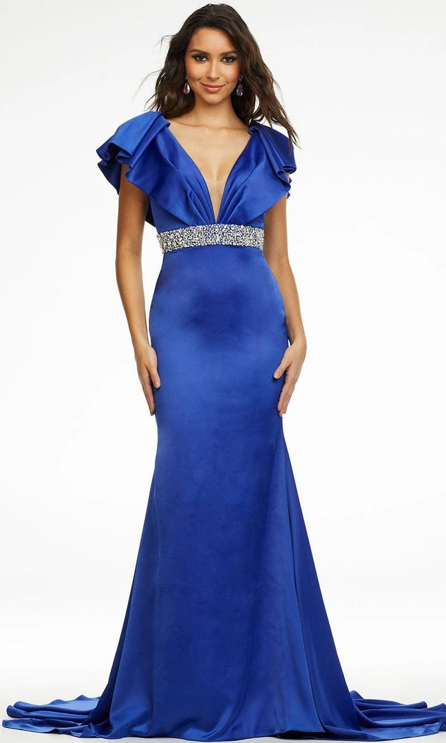 Ashley Lauren - 11130 Ruffled V-Neck Trumpet Gown 6 Ashley Lauren - 11130 Ruffled V-Neck Trumpet Gown