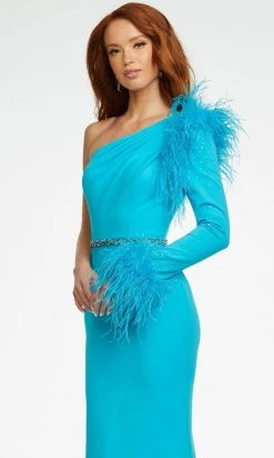 Ashley Lauren - 11131 Feather Detail Long Sleeve Gown 22 Ashley Lauren - 11131 Feather Detail Long Sleeve Gown