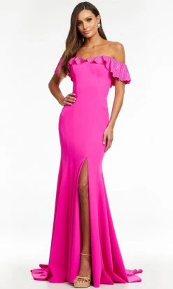 Ashley Lauren - 11137 Ruffled Off Shoulder Long Gown