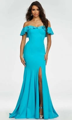 Ashley Lauren - 11137 Ruffled Off Shoulder Long Gown