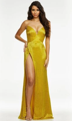 Ashley Lauren - 11156 Beaded Plunging Gown With Slit 18 Ashley Lauren - 11156 Beaded Plunging Gown With Slit