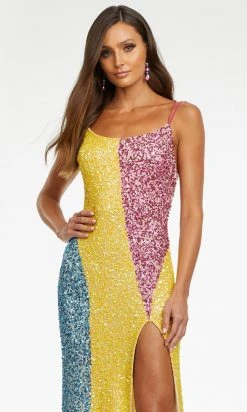 Ashley Lauren - 11160 Scoop Color Block Sequin Gown 13 Ashley Lauren - 11160 Scoop Color Block Sequin Gown