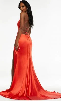 Ashley Lauren - 11162 Cowl Bodice Gown With Slit 32 Ashley Lauren - 11162 Cowl Bodice Gown With Slit