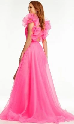 Ashley Lauren - 11166 Ruffled V-Neck A-Line Gown