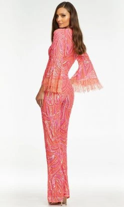 Ashley Lauren - 11181 Bell Sleeve Beaded Jumpsuit 18 Ashley Lauren - 11181 Bell Sleeve Beaded Jumpsuit
