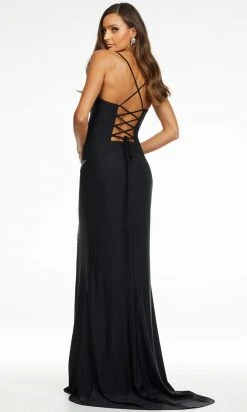 Ashley Lauren - 11184 Bead-Trimmed Slit Gown