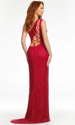 Ashley Lauren - 11189 Sequin Plunging Lace Up Gown