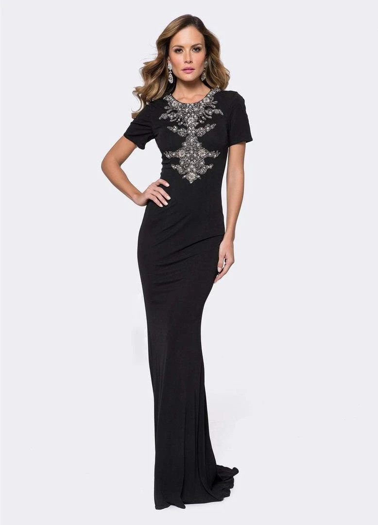 Ashley Lauren - 1187 Short Sleeve Jersey Evening Dress 3 Ashley Lauren - 1187 Short Sleeve Jersey Evening Dress