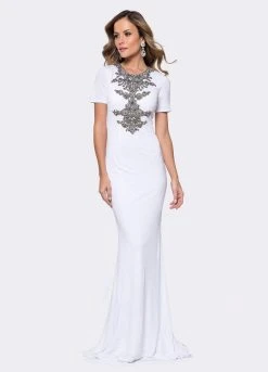 Ashley Lauren - 1187 Short Sleeve Jersey Evening Dress 6 Ashley Lauren - 1187 Short Sleeve Jersey Evening Dress