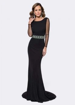Ashley Lauren - 1191 Bejeweled Bateau Jersey Sheath Dress